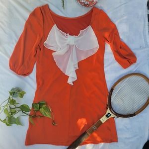 NWT! Retro Bow-back orange and white boutique shift dress 60's 70's vibes